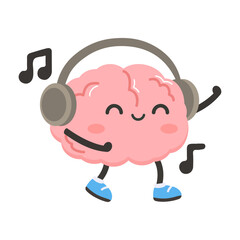 Cartoon Brain Listening to Music