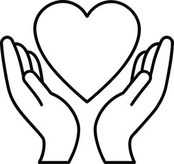 hands holding heart outline wellness care.