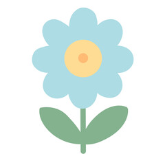 Blue Flat Flower Illustration