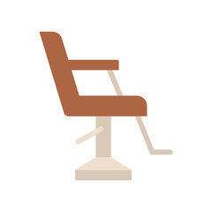 Brown Barber Chair With Adjustable Height And Footrest On Transparent Background Simple Flat Design.