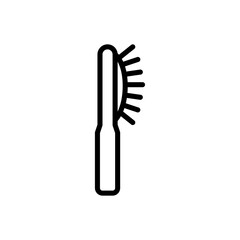 Black Outline Icon of a Hair Comb with a Handle on a Transparent Background