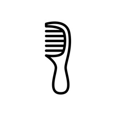 Black Outline of a Comb with a Handle and Teeth on a Transparent White Background