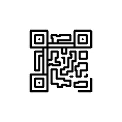 Black Outline QR Code Symbol on Transparent Background