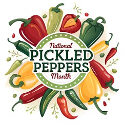 Pickled Peppers Jar Flat Lay, Colorful Pickled Peppers in Glass Jar, Homemade Pickled Peppers Preservation Concept, Spicy Pickled Peppers Food Art, Fresh Vegetables Pickling Composition