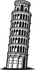 Leaning Tower of Pisa Silhouette Vector