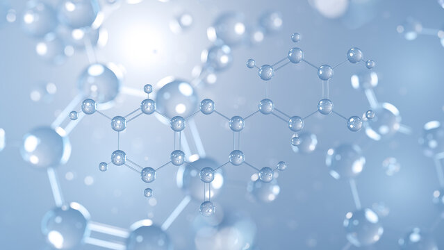 fisetin molecular structure 3d, antioxidant structural chemical formula view from a microscope