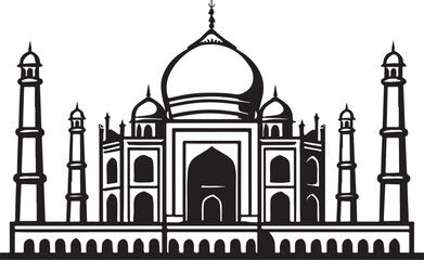 Taj Mahal Silhouette Vector