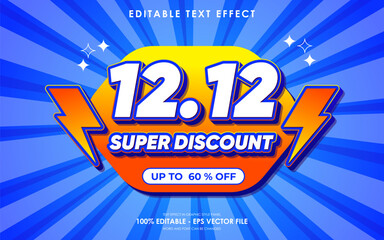 12 12 super discount Editable monthly event sale text effect