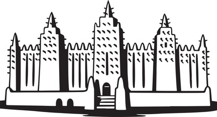 Great Mosque of Djenné Silhouette Vector