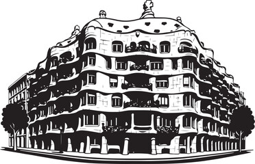 Casa Mila Silhouette Vector