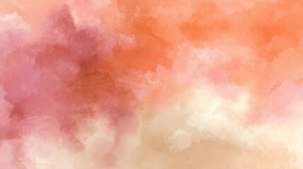Obraz premium A soft, watercolor abstract background blending warm hues of pink, orange, and cream for a serene and artistic effect.