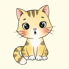 Sweet Cartoon Kitten in Sweater Dreaming Clipart