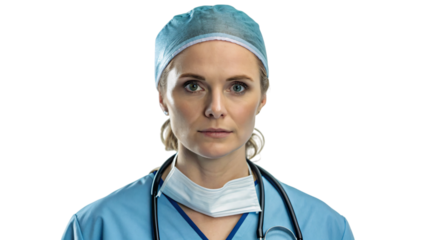 professional female surgeon in a medical uniform with a stethoscope