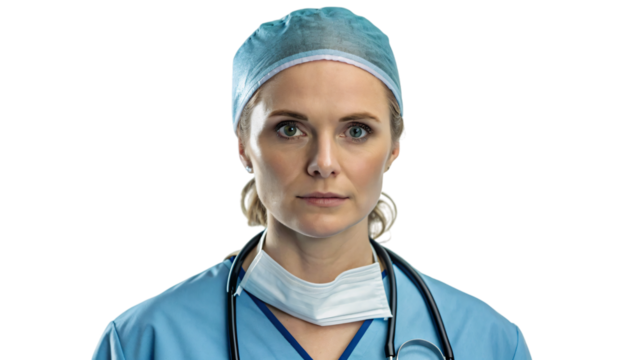 professional female surgeon in a medical uniform with a stethoscope