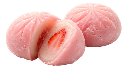 strawberry daifuku isolated on white background