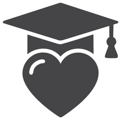 Heart Wearing a Graduation Cap Icon for Love of Education and Knowledge