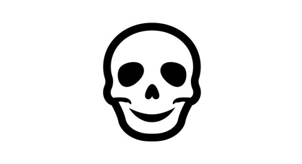 Stylized Smiling Skull Outline Icon - A Playful Yet Macabre Graphic Element for Halloween, Danger Warnings, or Gothic Design Projects, Featuring a Cheerful Skeletal Face Vector Illustration