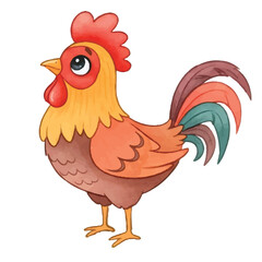 Colorful Farm Rooster Character Clipart for Kids Design