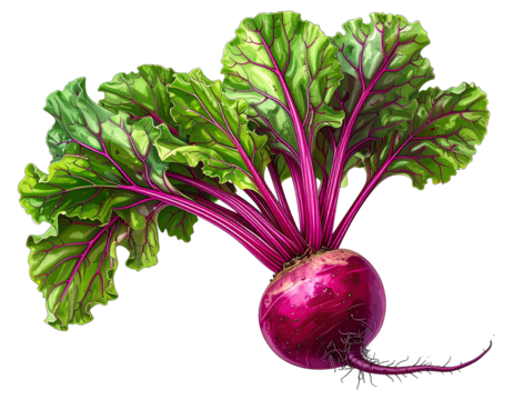 Vibrant illustration of a beetroot with leaves - Powered by Adobe