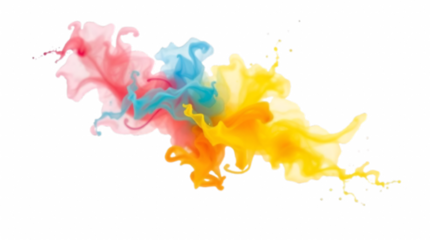 Colorful ink explosion isolated on transparent background, creating a vibrant and dynamic composition
