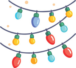 Christmas lights vector illustration holiday decoration festive lights eps silhouette