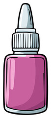 Pink Nail Polish Bottle with Applicator Tip Detailed Illustration
