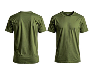 Front and back view of a plain olive green t-shirt (4)