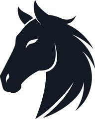 Minimalist Horse Head Silhouette for Equestrian Branding and Sports Logo Design