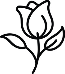 Rose flower outline drawing vector illustration simple black and white eps silhouette