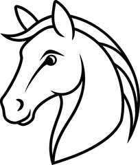 Stylized Horse Head Line Art for Tattoo, Logo, and Educational Use