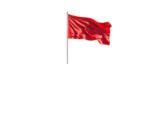 A red flag waving in the wind