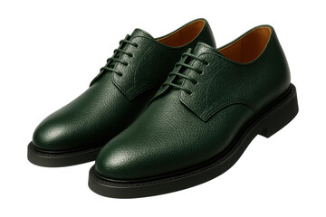Deep forest green pebble grain derby shoes.