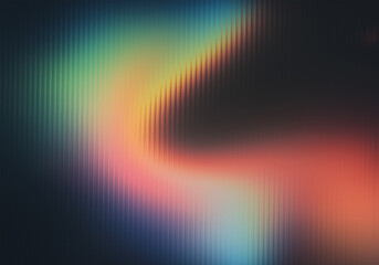 An abstract digital wallpaper showing iridescent light refracting through a textured glass surface, creating a soft, colorful gradient wave