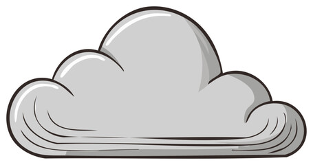 Fototapeta premium Stylized Gray Cloud with a Smooth Curved Shape and Dark Outline