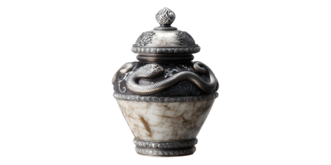 Exquisite antique urn with serpent detail perfect for adding a touch of dark elegance to design and historical projects