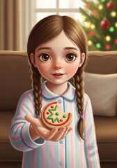 Girl Holding Christmas Cookie