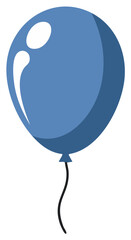 A single blue balloon with a black string floats upwards, showcasing highlights and shadows.