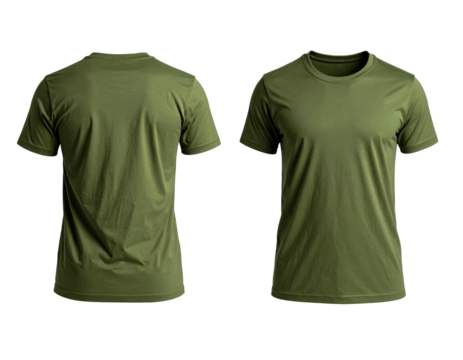 Front and back view of a plain olive green t-shirt (7)