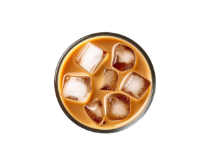 Iced coffee in a round glass (1)