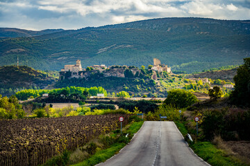 View on Frias, smallest city in Spain, perched dramatically atop a rocky hill overlooking the Ebro River