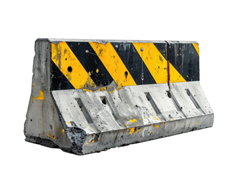 Concrete barrier with yellow and black stripes (1)