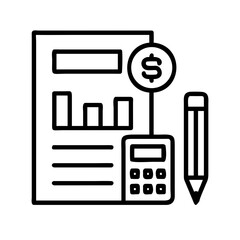 Financial report with calculator and pencil