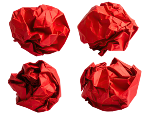 Four crumpled red paper balls (1)