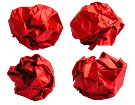 Four crumpled red paper balls (1)