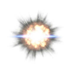 Fototapeta premium Explosion with bright light and smoke isolated on transparent background for visual effects