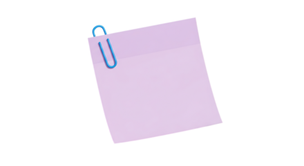 Blank pastel memo note with blue paperclip isolated on background
