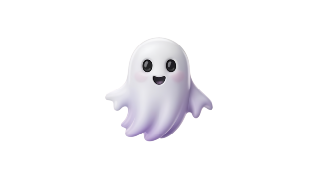 Adorable ghost with a sweet smile perfect for Halloween designs, children's books, and spooky season decorations, bringing cute fun to any project