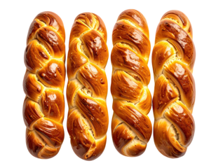 Four braided loaves of artisan bread