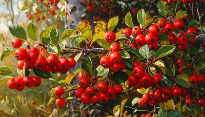 Vibrant Autumn Berries on Branches.