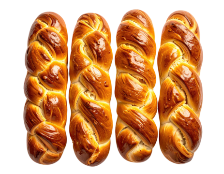 Four braided loaves of artisan bread